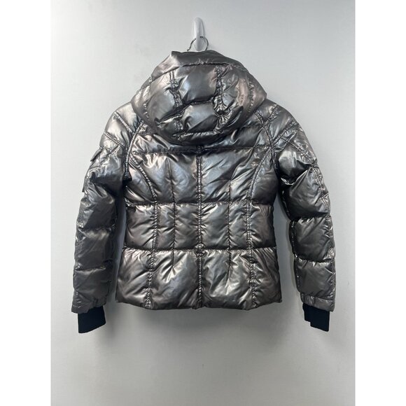 S13 Kylie Metallic Duck Down Feather Detachable Hooded Puffer Jacket Kids Sz 10 - Picture 4 of 15